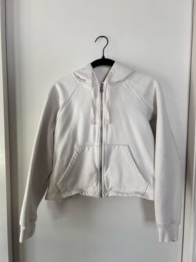 Girlfriend Collective Cropped White Zip-Up Hoodie